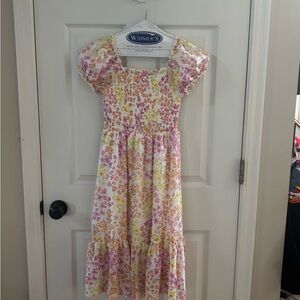 Chenault Floral Smocked Puff-Sleeve Dress - White, Pink & Yellow